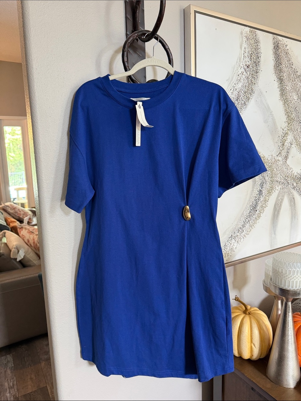 Anthropology  short Sleeve Crewneck Dress in Royal Blue nwt 138$ value